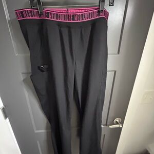 Black Scrub Pants with Pink Waistband